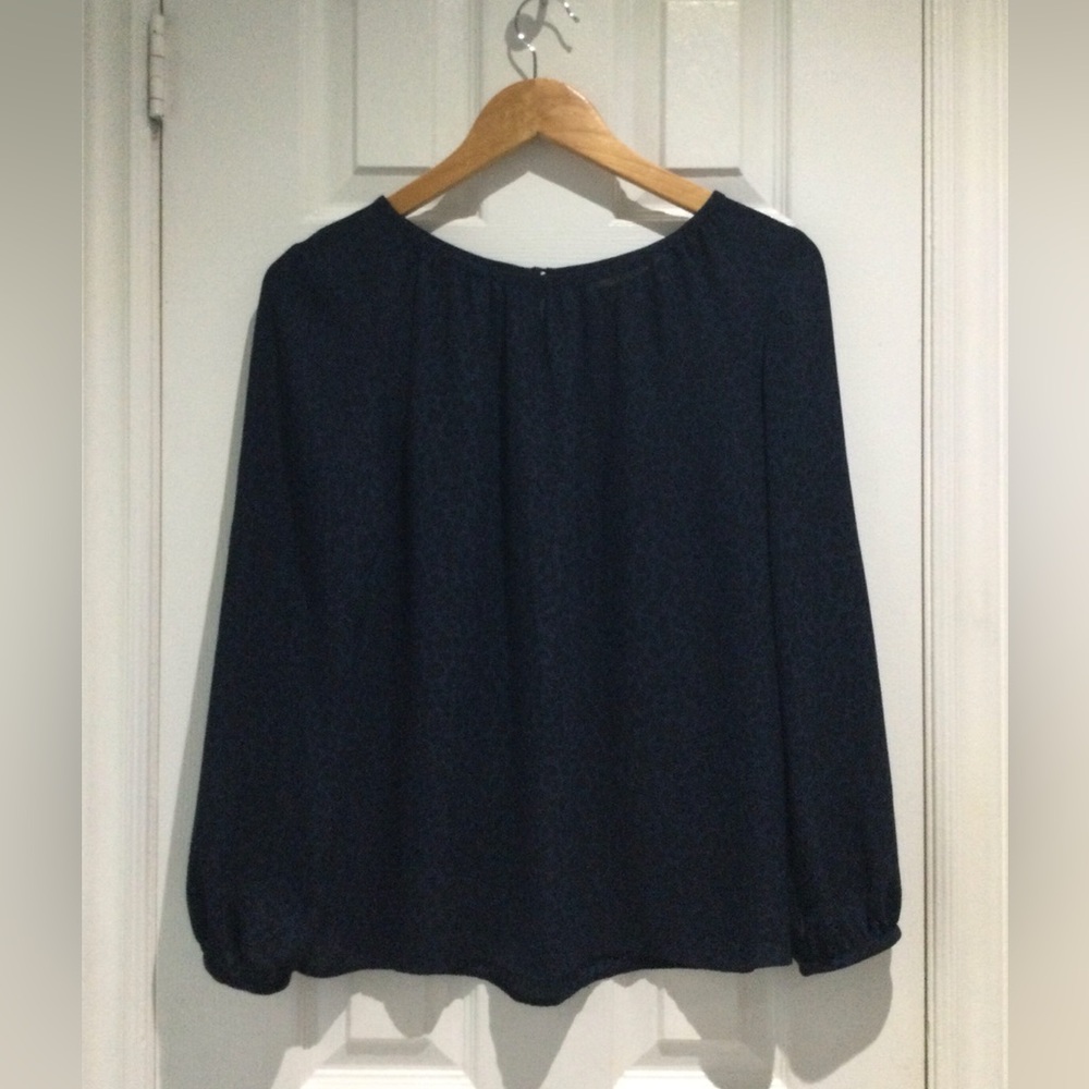 LOFT Midnight Blue Women's Leopard Print Blouse